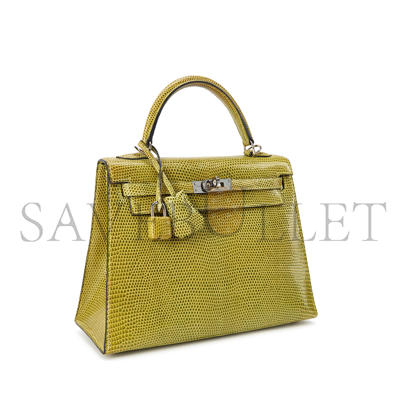 HERMÈS MASTER KELLY 28 LIZARD SKIN ANISE GREEN GOLD BUCKLE HARDWARE (28*22*10cm)